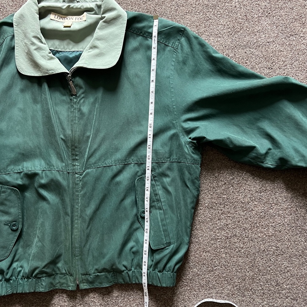 Vintage London Fog Microsuede Green Zip Up Bomber Jacket Colorblock Collar Men M - Picture 11 of 14